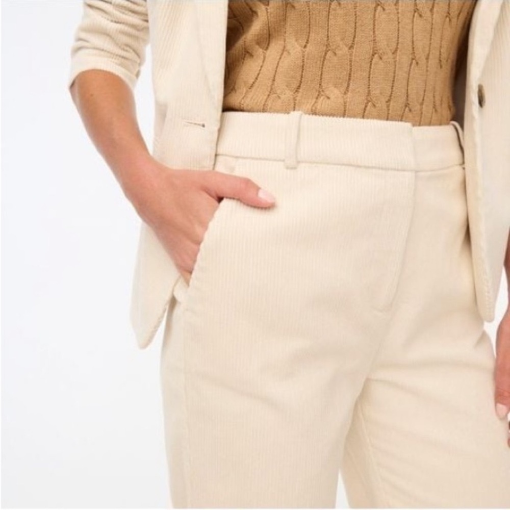 J Crew Factory Wide-leg corduroy trouser Women's Size 10 Tall Ecru Cream Preppy - Picture 3 of 14